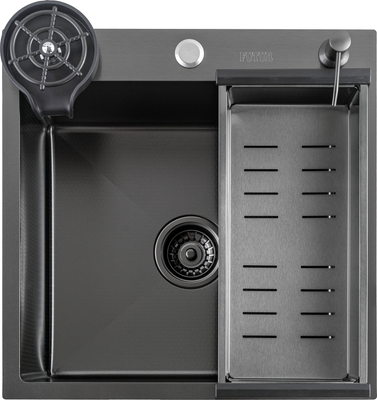 Мойка кухонная Futur FK 5050 Eco Embossing Pop-up Rinzer plus (черный нано)