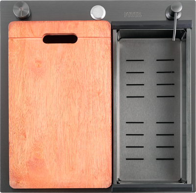 Мойка кухонная Futur FK 5050 Eco Embossing Pop-up Board plus (черный нано)