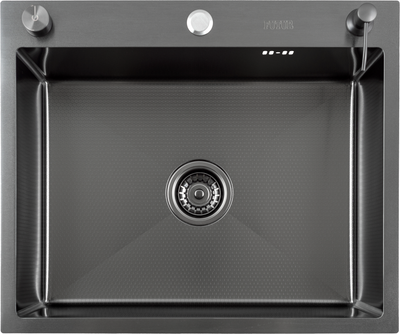 Мойка кухонная Futur FK 5550 Eco Embossing Pop-up Econom (черный нано)