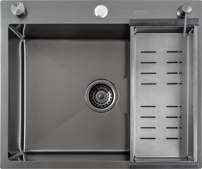 Мойка кухонная Futur FK 6050 Eco Embossing Pop-up Standart (черный нано)