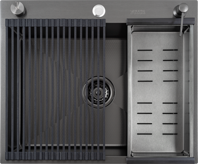 Мойка кухонная Futur FK 6050 Eco Embossing Pop-up Roll plus (черный нано)