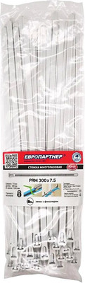 Стяжка для кабеля ЕВРОПАРТНЕР PRM 300x7.5 / 88327s (50шт, серый)