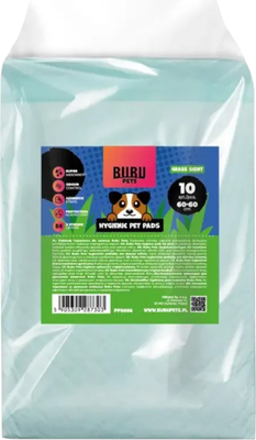 Одноразовая пеленка для животных Bubu Pets с ароматом травы 60x60 / PP0006 (10шт, зеленый)