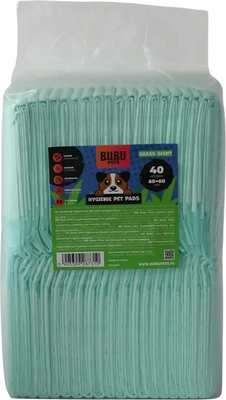 Одноразовая пеленка для животных Bubu Pets с ароматом травы 60x60 / PP0007 (40шт, зеленый)