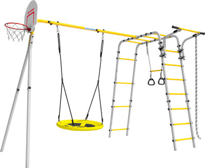 Игровой комплекс Romana Акробат-2-PRO / 103.19.05+1.Д-26.04 Т.23.00  (серый/желтый, цепные)