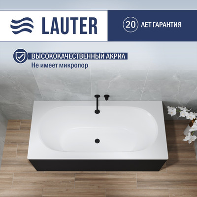 Ванна акриловая Lauter Ava 180 / 21208080 (с каркасом, черным подголовником, черным лиц. экраном)