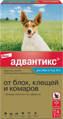 Капли от блох Elanco Адвантикс для собак 4-10кг (4 пипетки)