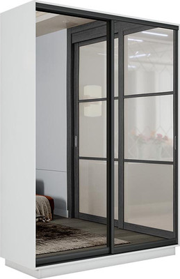 Шкаф-купе ТриЯ Румер-2 СШК 3.140.70-13.13(Н) 2-х дверный (белый снег/зеркало/зеркало/черный профиль)