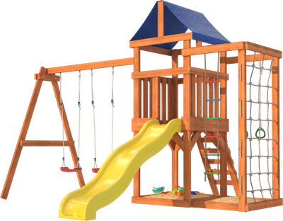 Игровой комплекс National Tree Company Fun Land с сеткой стенкой и качелями / ДКПМ