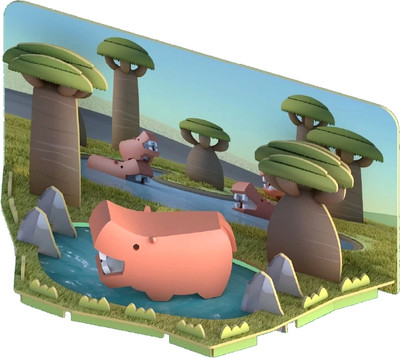Игрушка-конструктор Halftoys Animal Бегемот с диорамой HA005