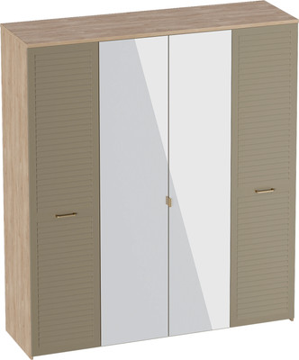 Шкаф Мебельград Гавана 4-хстворчатый 185.4x54.4x223 (дуб светлый натуральный/светло серый софт)