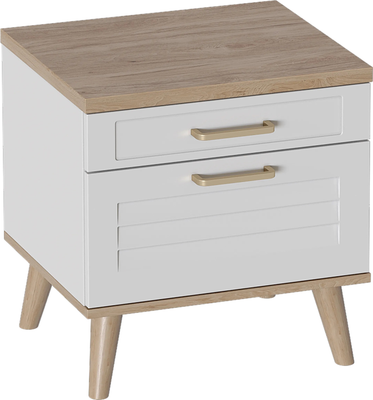 Прикроватная тумба Мебельград Гавана (дуб светлый натуральный/белый аляска/белый матовый)