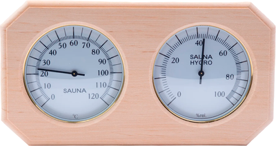 Термогигрометр для бани 212F Очки восьмиугольник ТН-22A (ольха)