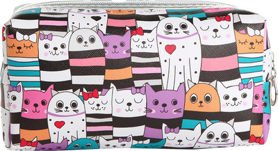 Косметичка Sima-Land Полосатые котики. На молнии / 10188269 (белый/разноцветный)