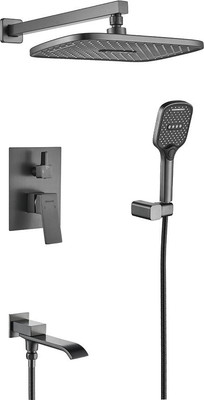 Душевая система со смесителем Shevanik S4035T (оружейная сталь)