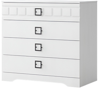 Комод Мебель-КМК 4Я Римини 0989.1 (белый текстурный/дуб полярный)