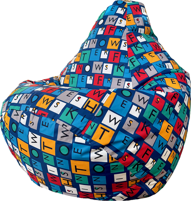 Бескаркасное кресло Flagman Груша Макси XXL Г2.11-04 Буквы (синий)