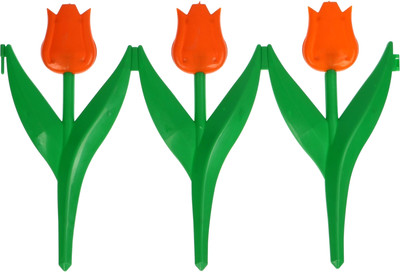 Изгородь декоративная Кострома Пластик Тюльпан 30x225см 5 секций (оранжевый цветок)