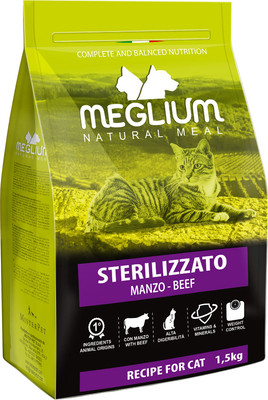 Сухой корм для кошек Meglium Cat Adult Neutered Beef / MGS0401 (1.5кг)