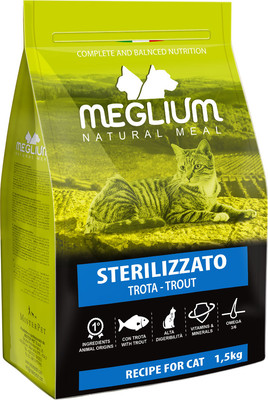 Сухой корм для кошек Meglium Cat Adult Neutered Trout / MGS0601 (1.5кг)