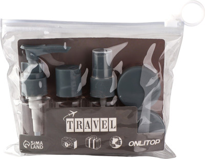 Набор флаконов для косметики Onlytop В чехле / 7583957 (6шт, прозрачный/серый)