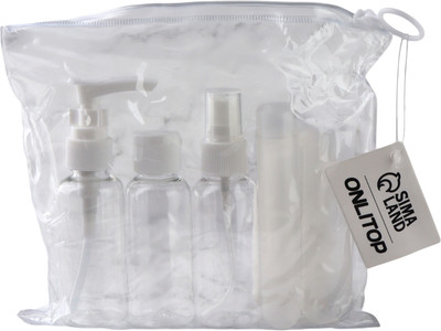 Набор флаконов для косметики Onlytop В чехле / 10665855 (4шт, белый/прозрачный)