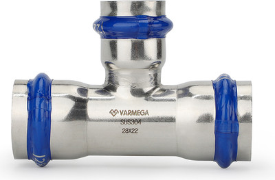 Тройник переходной Varmega Inox Press раструбный 28x15x28 / VM719281528