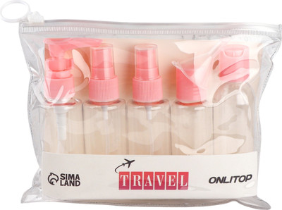 Набор флаконов для косметики Onlytop В чехле / 7583959 (6шт, розовый/прозрачный)