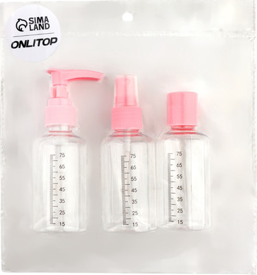 Набор флаконов для косметики Onlytop Со шкалой деления / 3547452 (3шт, розовый)
