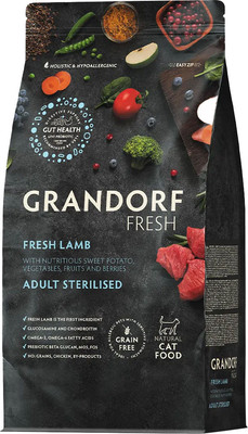 Сухой корм для кошек Grandorf Adult Sterilised Fresh Lamb&Sweet Potato (2кг)
