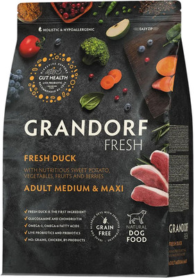 Сухой корм для собак Grandorf Adult Medium&Maxi Breeds Fresh Duck&Sweet Potato (10кг)