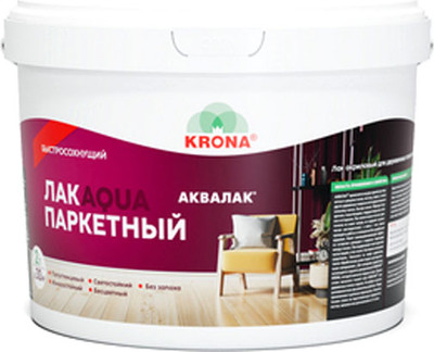 Лак KRONA Аквалак Акриловый для деревянных полов и паркета (2л, бесцветный)