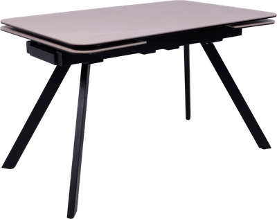 Обеденный стол Аврора Леон 1200-1840x800 (камень слоновая кость Bayona Ivory/черный матовый)