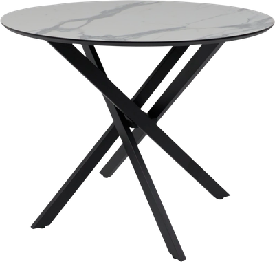 Обеденный стол Аврора Мехико (камень белый/ черный матовый)