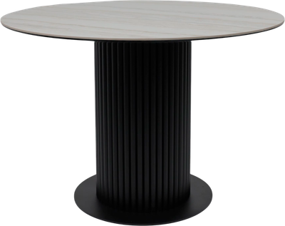 Обеденный стол Аврора Раунд (камень белый Elyt pulido/черный матовый)