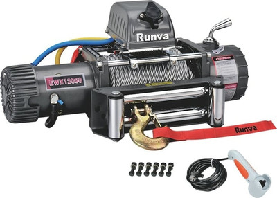 Лебедка электрическая Runva 12V 12000 lbs 5443кг / EWX12000S (стальной трос)