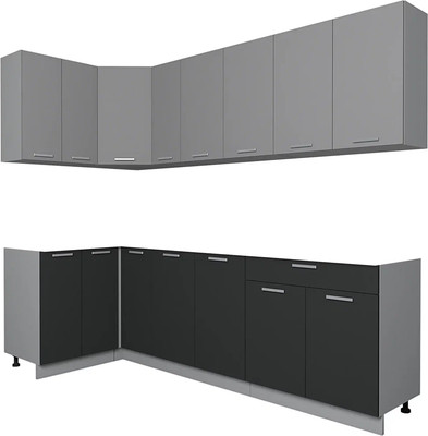 Кухонный гарнитур Интерлиния Мила Лайт 1.2x2.5 без столешницы (серебро/антрацит)