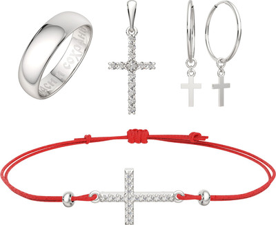 Комплект ювелирных украшений из серебра ZORKA Крестики (кольцо 0105007.REL р.18, крестик 0440294.ZZ, серьги 0361503/1, браслет 0670064.02 18см)