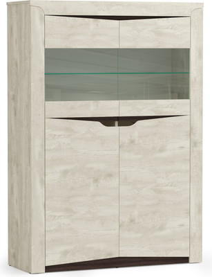 Шкаф с витриной Олмеко Лючия 33.15 (бетон пайн белый/венге/белый)