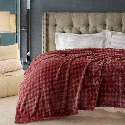 Плед Karven Фланель 1.5сп / PL 011 SOLID BUBBLE v4/Sun Red