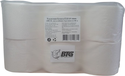 Туалетная бумага BTG Clean M800-100110 двухслойная (6рул, 88м)