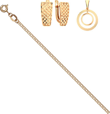 Комплект ювелирных украшений из розового золота ZORKA С алмазной резкой (цепочка 512076Г.030.14K.R 45см, серьги 3900111.14K.R.ZZ, подвеска 400060)