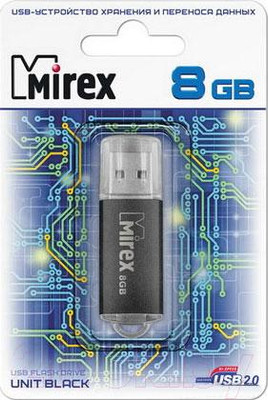 USB flash накопитель Mirex Unit Black 8Gb / 13600-FMUUND08