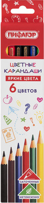 Набор цветных карандашей Пифагор Эко Классик / 182047 (6цв)