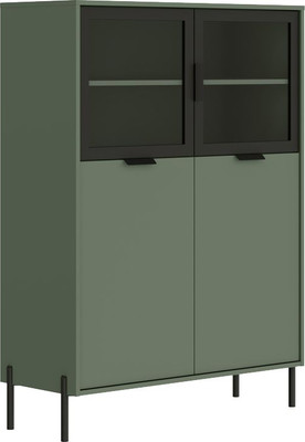 Шкаф с витриной Black Red White Paloma REG2W2D/140 (дымчатый зеленый)