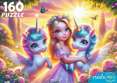 Пазл РЫЖИЙ КОТ Принцесса с единорогами / УК160-1990 (160эл)