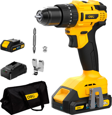 Аккумуляторная дрель-шуруповерт Deli DC150 (черный/желтый)