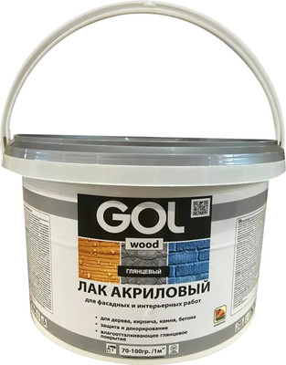 Лак GOL Wood Акриловый морозостойкий (9кг, полуматовый)