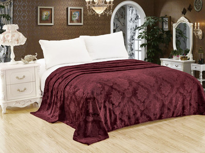 Плед Реноме 1.5сп 002 (жаккард вензель бордовый, пакет)