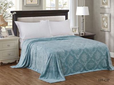 Плед Реноме 1.5сп 169 (жаккард вензель бирюзовый, пакет)